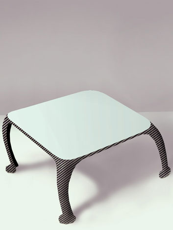 Coffee table to match Freia, showing innovative 'expressive' leg design